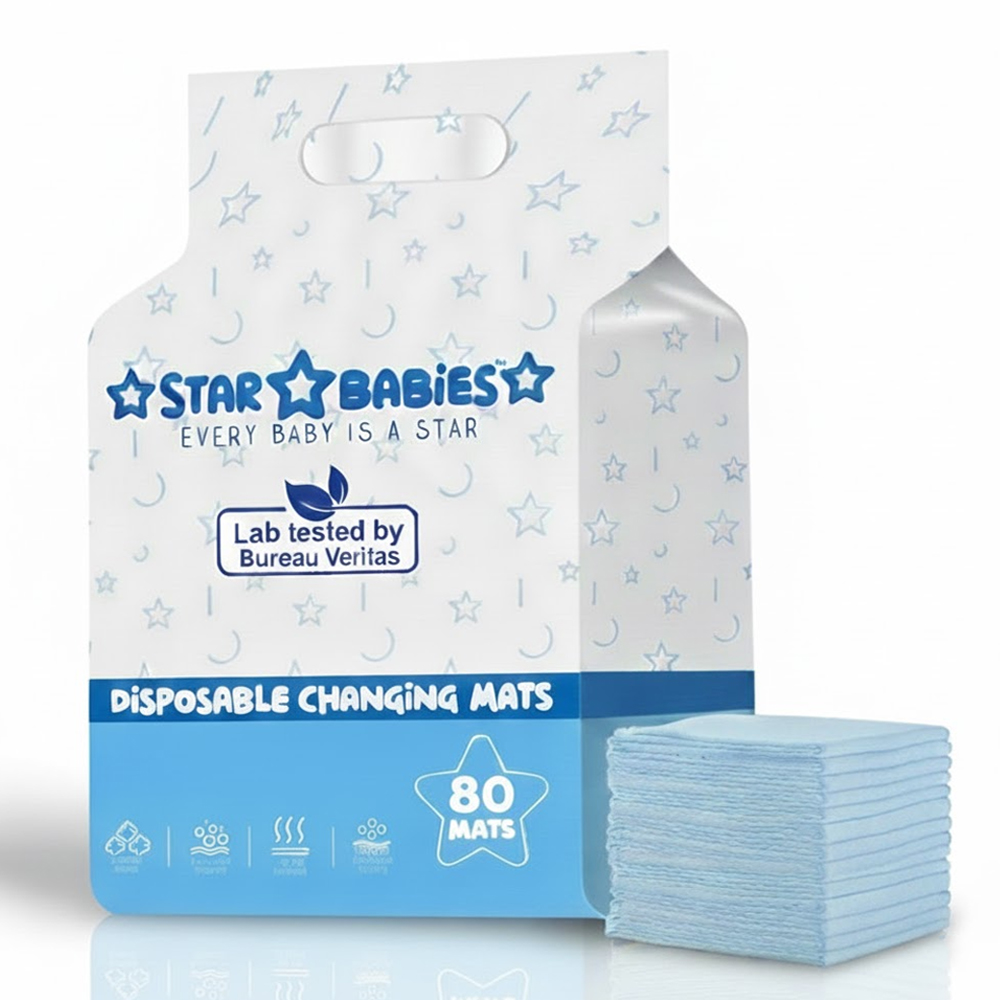 Star Babies - Disposable Changing Mats 60cm X 90cm - Blue - 80 pcs