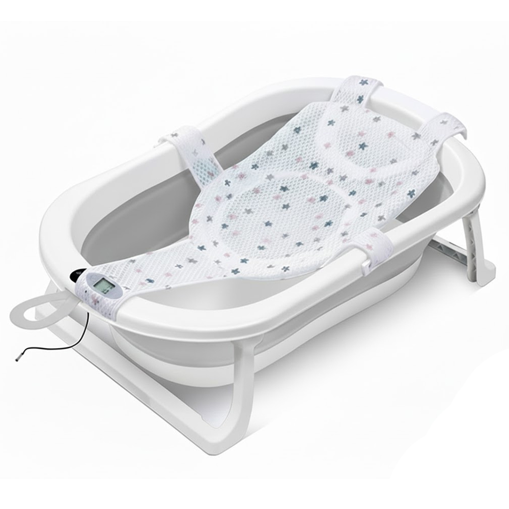 Star Babies Baby Foldable Bathtub With Digital Thermometer & Bath Support Cushion