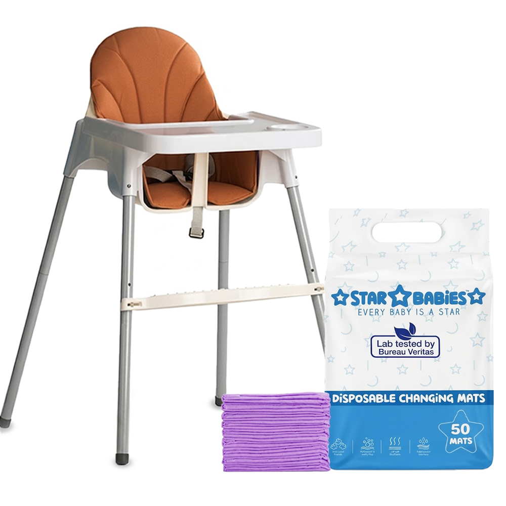 Star Babies - High Chair With Disposable Changing Mats - 51 Pc Set