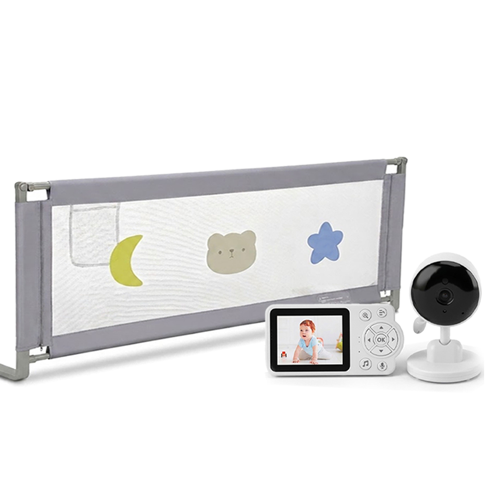 Star Babies - Single Side Bed Rail Guard & Baby Monitor Set - Multicolor