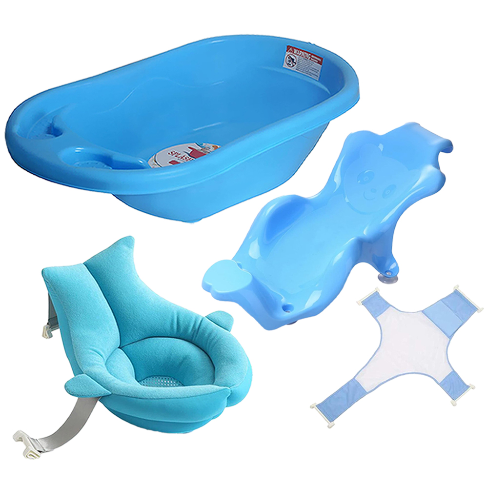 SunBaby - Splash Bath Tub With Sink Bather - Bath Sling And Bath Support - Combo - Pack Of 4
