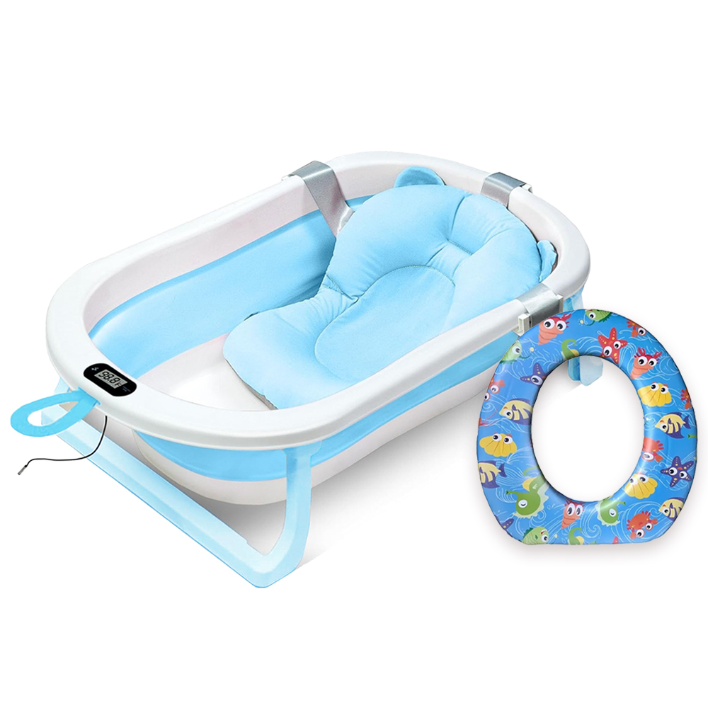 Star Babies - Foldable Bath Tub with Bathmat & Potty Seat - Blue