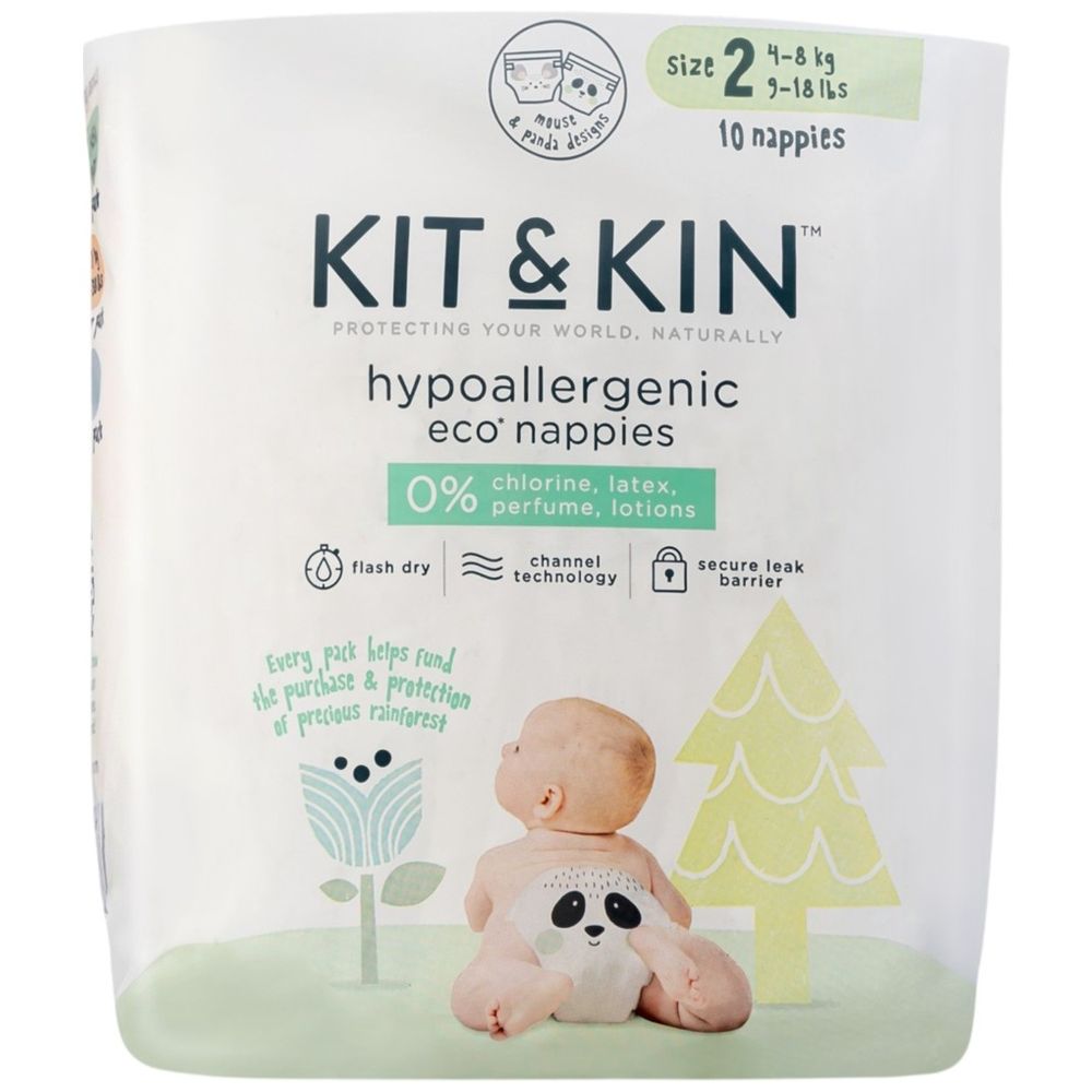 Kit & Kin - Hypoallergenic Eco Nappies - Size 2 - 4-8 kg - 10 Pcs