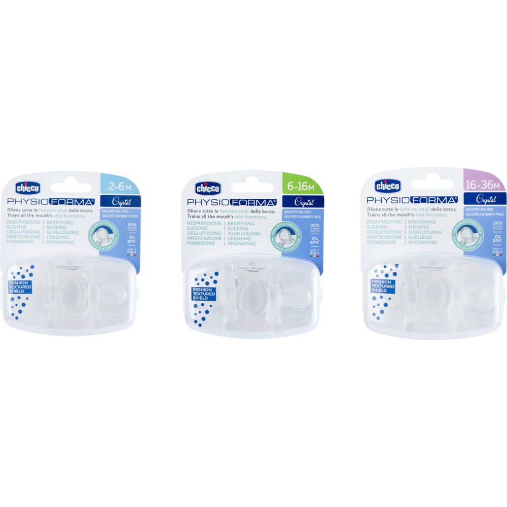 Chicco PhysioForma Crystal Soft Silicone Soother - Clear - Pack of 2