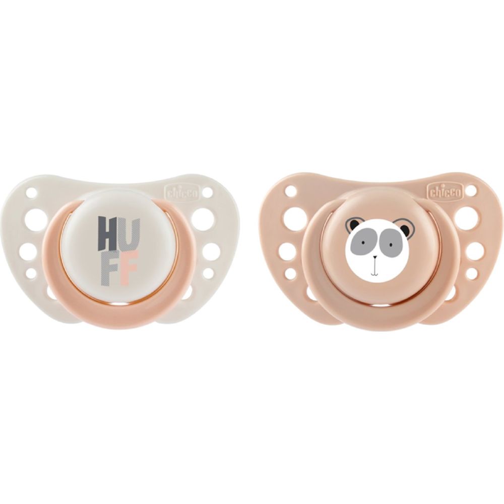Chicco PhysioForma Air Silicone Soother 2-6M - Panda/Huff - Pack of 2