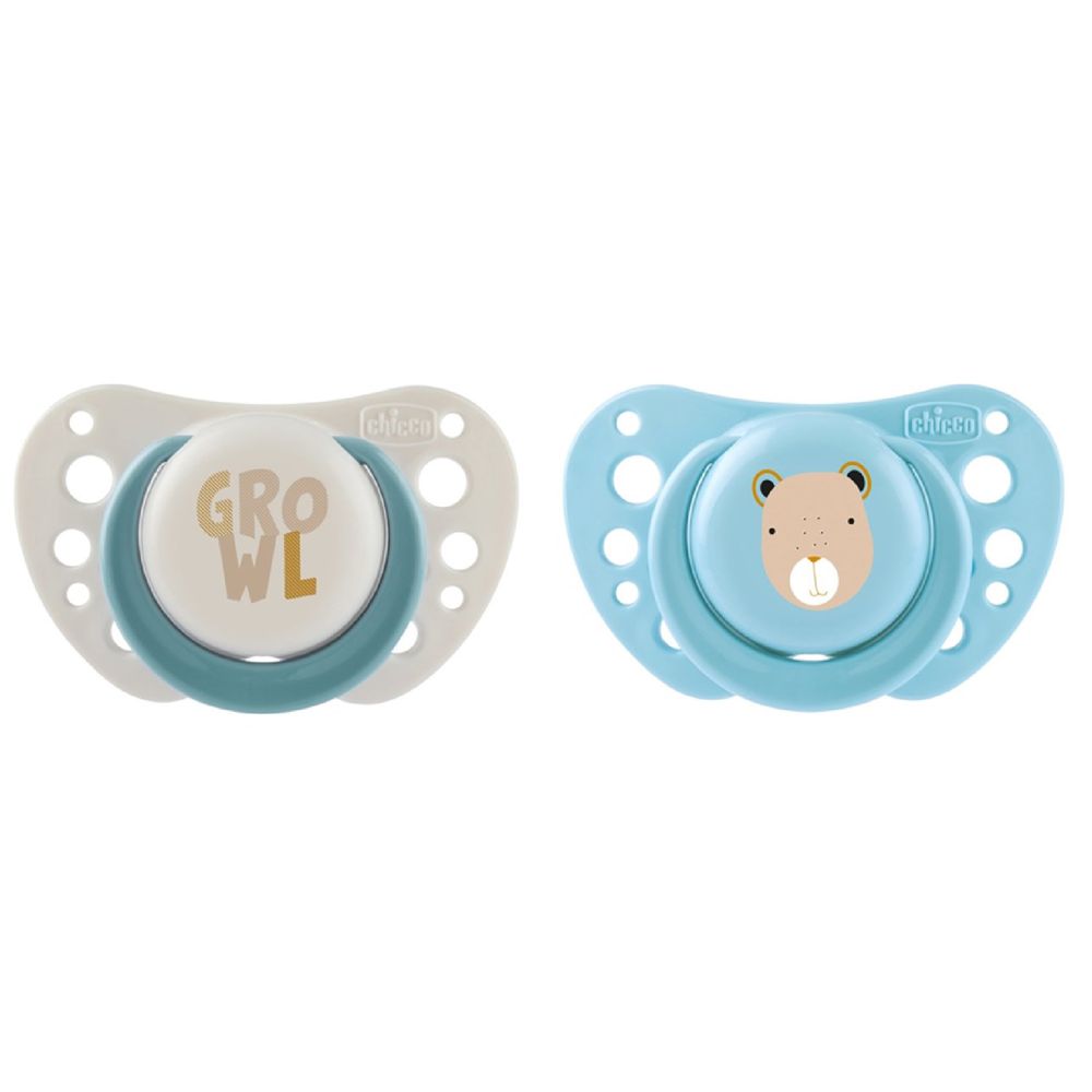 Chicco - Physioforma Air Silicone Soother 2-6m -2 Pcs - Bear-Growl Blue