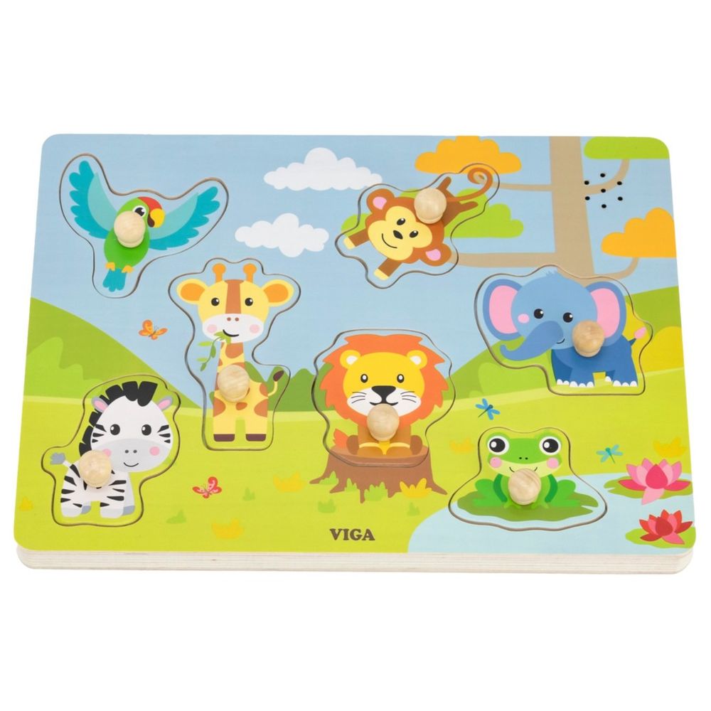 Viga - Jungle Animals Knob Puzzle with Sound - 7pcs