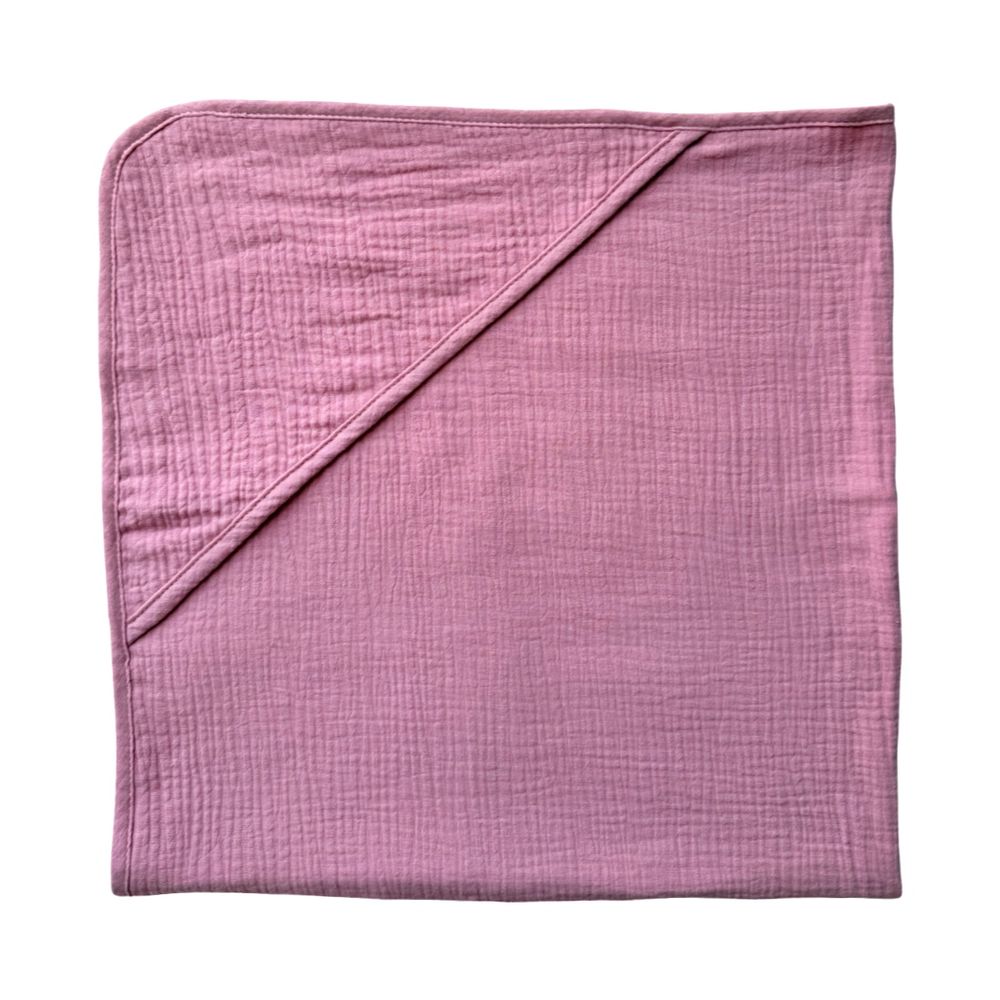 Baby Boss - Organic Muslin Cotton Baby Hooded Towel - Pink