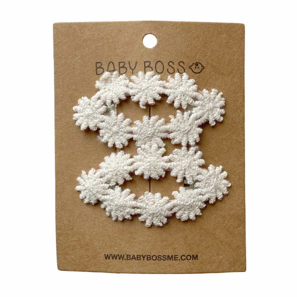 Baby Boss Kids Hair Clip Lace Flower - White
