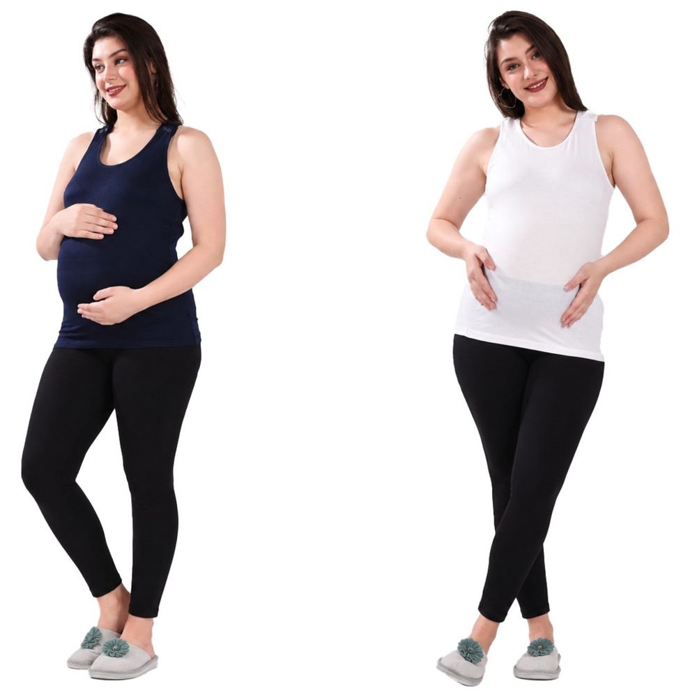 Tummy - 2pc-Set - Maternity Nursing Tank Top - Blue/White