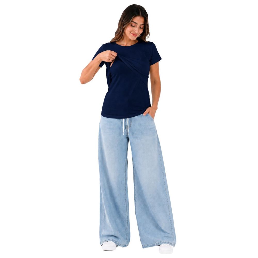 Tummy - Maternity And Nursing Pull-On Top - Blue