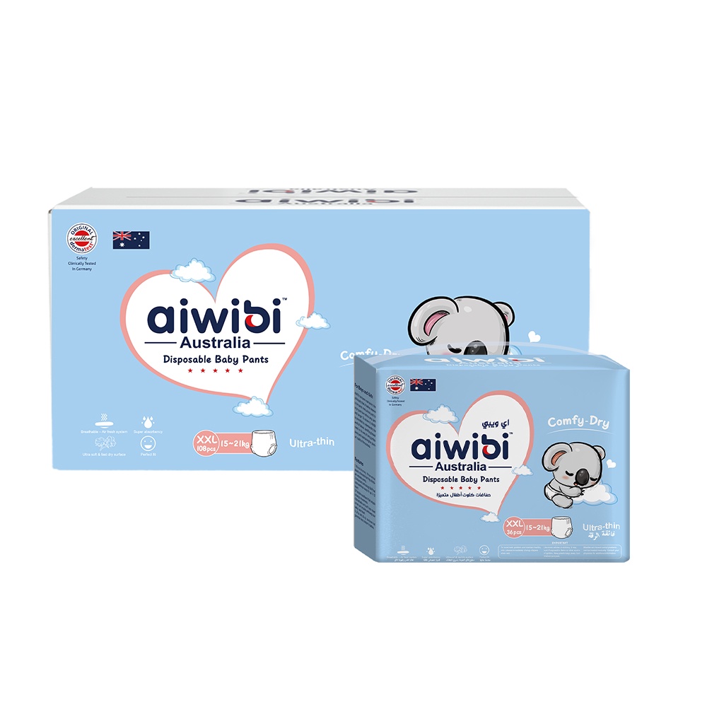 Aiwibi - Comfy Dry Baby Pants - 15-21kg - Pack of 3 - 108pcs - XXL
