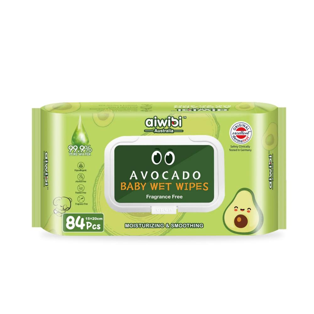 Aiwibi - Avocado Fresh Organic Care Wet Wipes - Fragrance Free - 84s