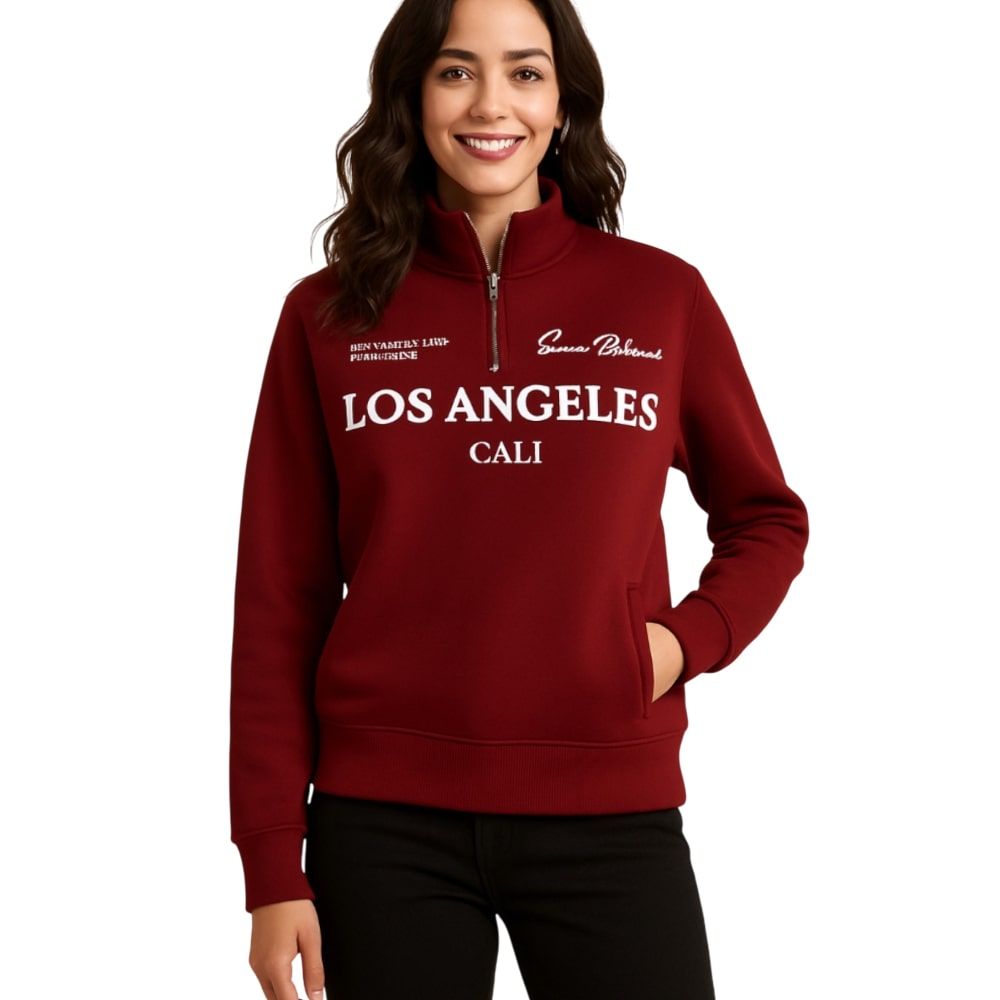 Victor And Jane - "los Angeles Cali" Half-zip Sweatshirt