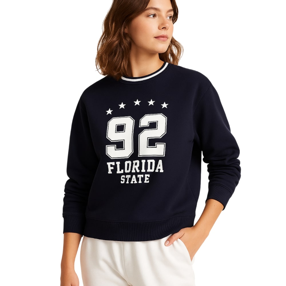 Victor And Jane - "Florida State 92" Contrast Rib Pullover Sweatshirt