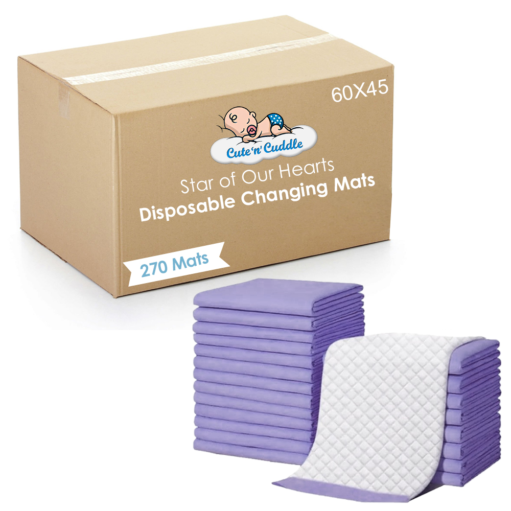 Cute 'n' Cuddle - Disposable Changing Mats - Blue(60cm X 45cm) Pack of 120 mats