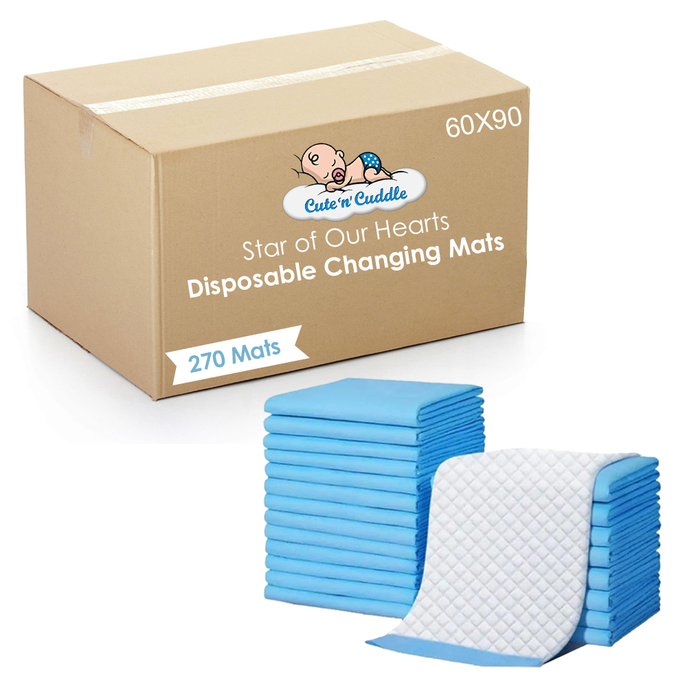 Cute 'n' Cuddle - Disposable Baby Bibs, Scented Bags & Changing Mats - Blue - Pack of 270