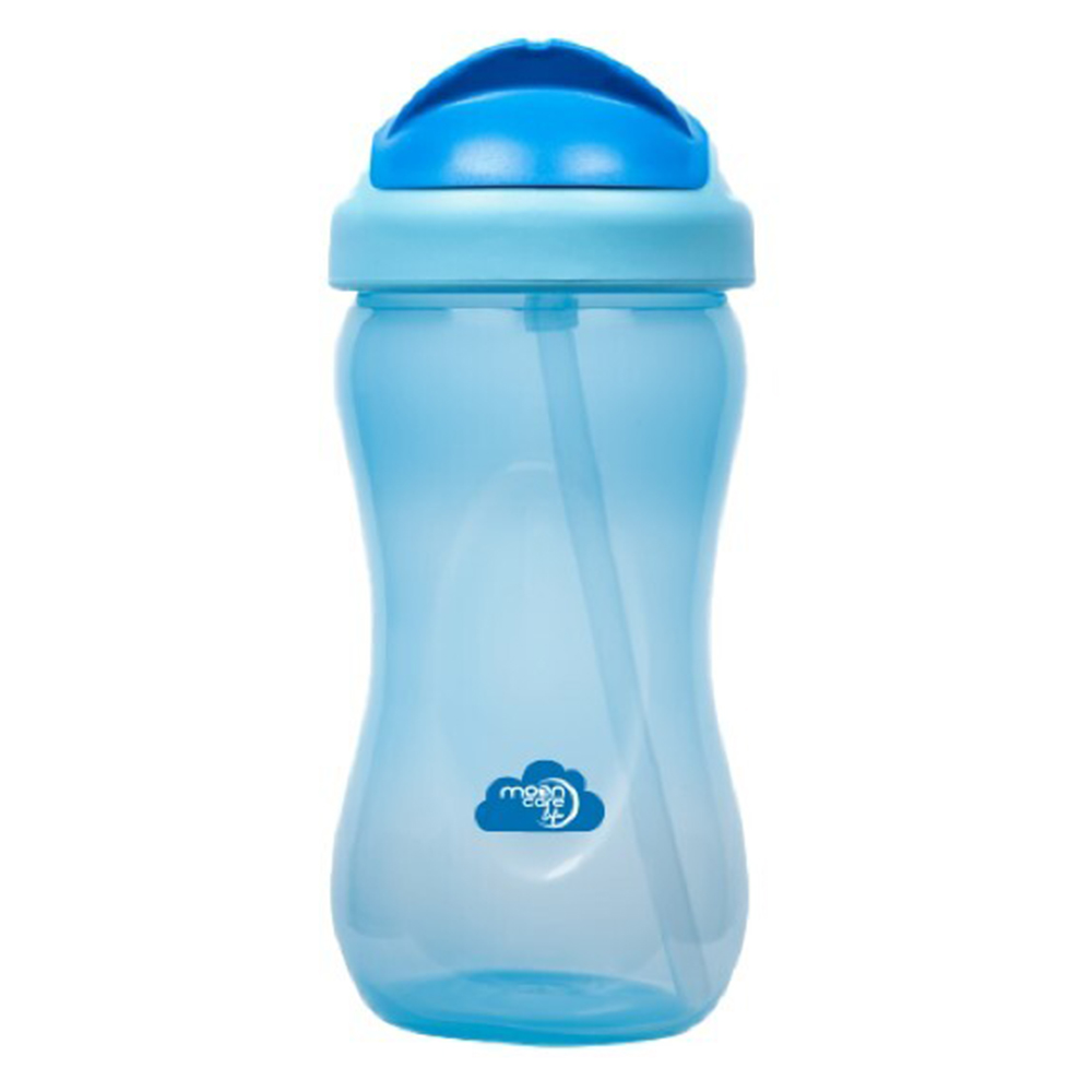 Mooncare - Water Bottle With Straw - Blue - 340ml