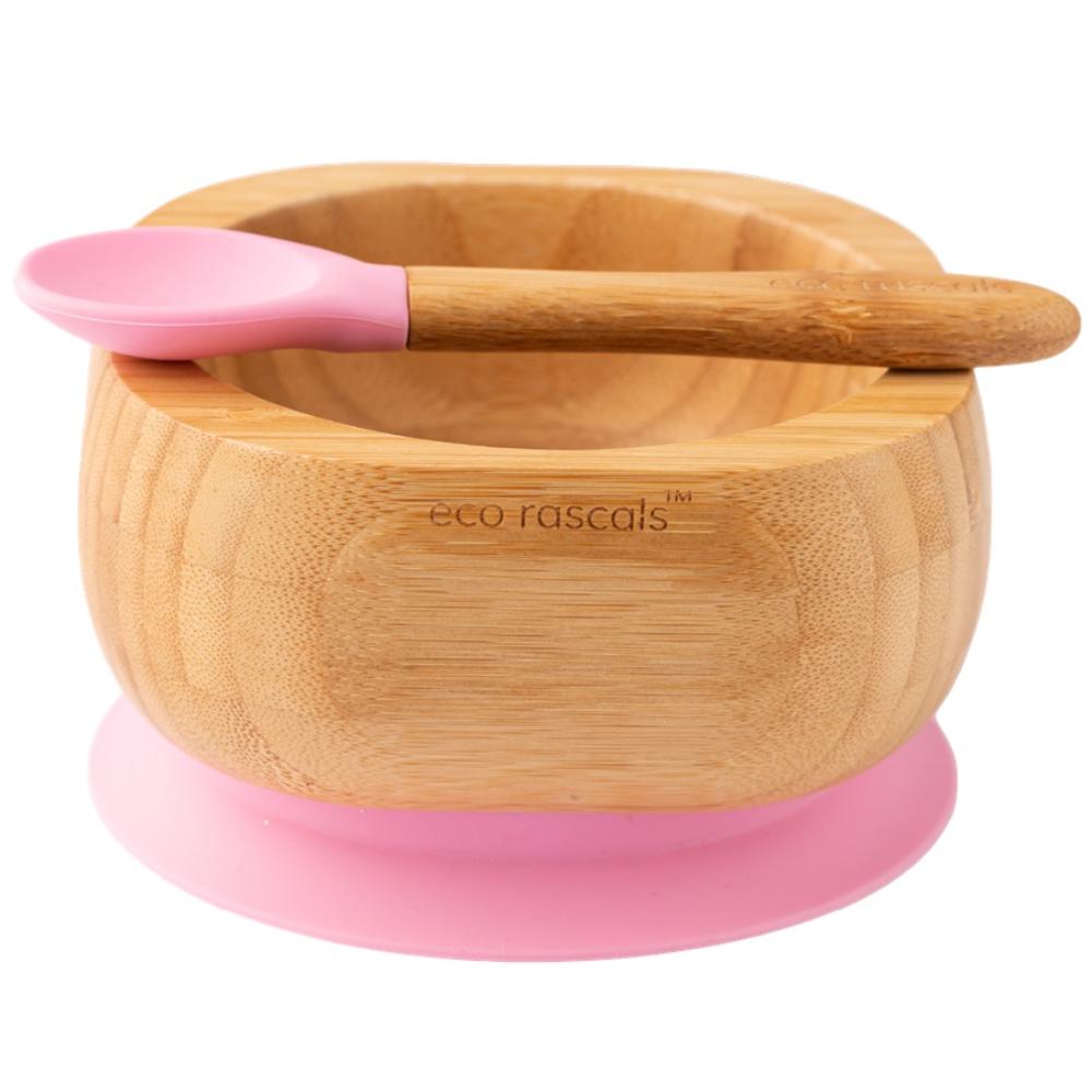 Eco Rascals - Bamboo Suction Bowl & Spoon Set - Multicolor - 2 Pcs