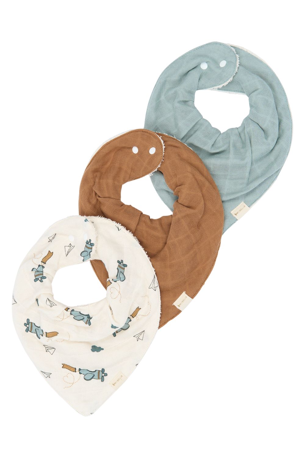 Fabelab - Organic Cotton Bandana Bib Set - Multicolor - 3 Pcs