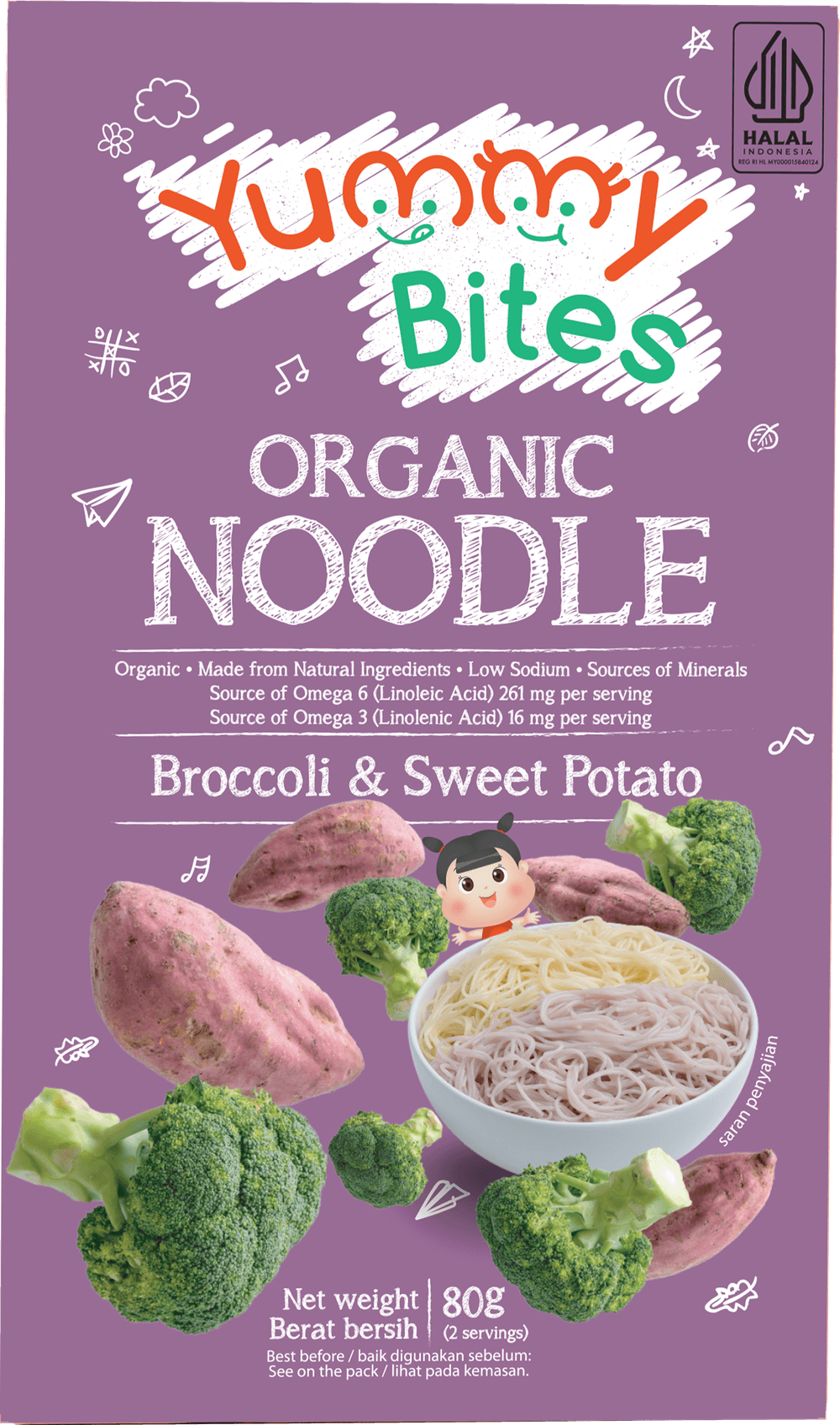 Yummy Bites - Organic Noodle Broccoli & Sweet Potato - 80gm