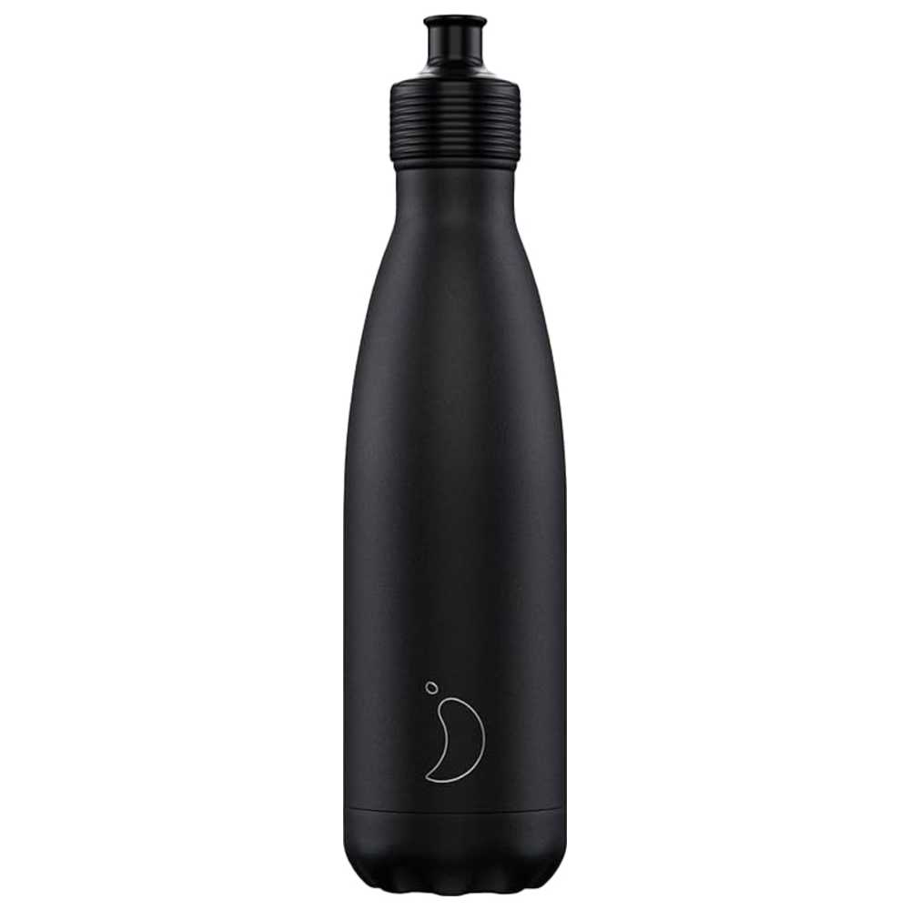Chillys - Sports Stainless Steel Water Bottle - Monochrome Black - 500 ml
