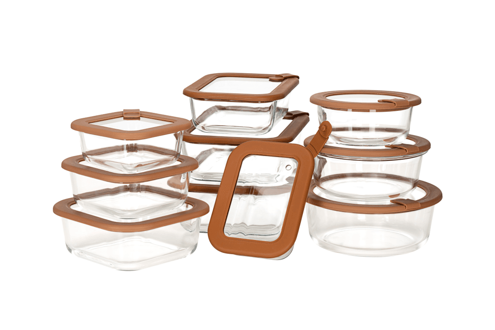 Nutricook - Glass Food Storage Containers With Lid - 24 Pcs - Clear