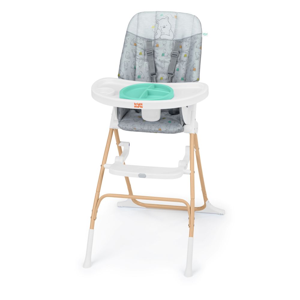 Bright Starts - Disney Baby Winnie The Pooh Compact Folding High Chair With Pop & Glow Starfish Suction Toy