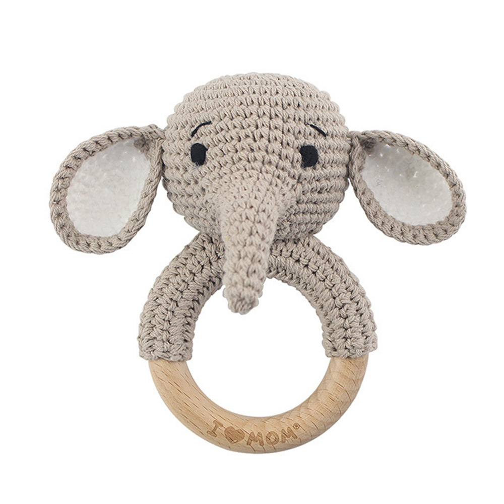 Bambimici - Baby Elephant Handmade Crochet Teether - Light Grey