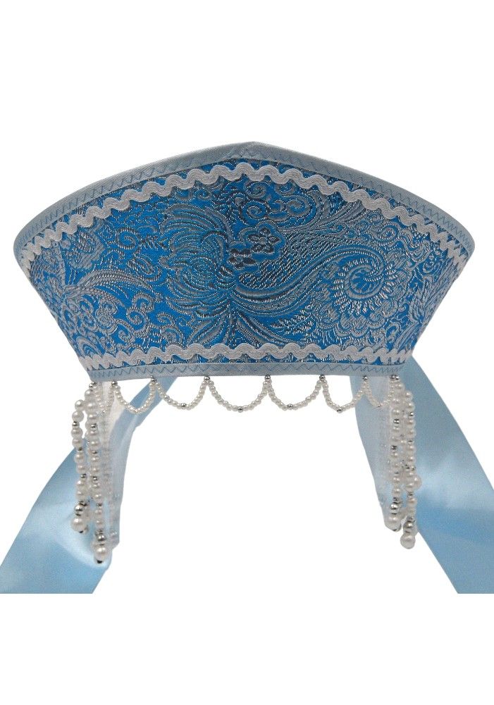 D' Daniela - Women's Traditional Headdress Kokoshnik - Light Blue/White