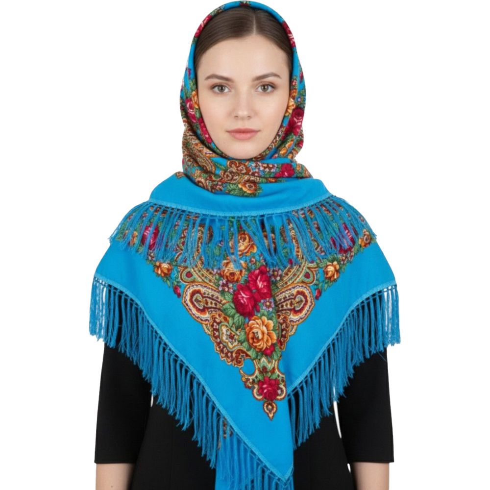 D' Daniela - Mariya Women's Traditional Printed Shawl - Blue