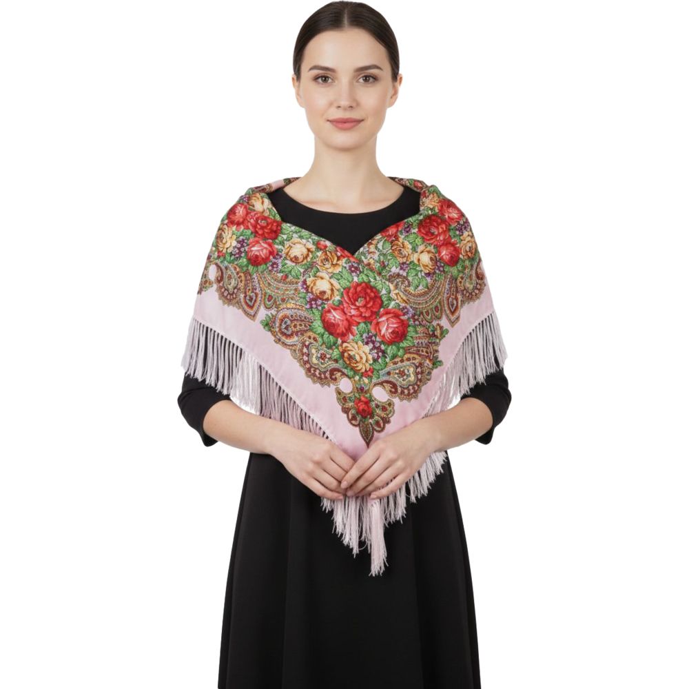 D' Daniela - Jira Women's Eastern European Cotton Tassel Shawl - Pink