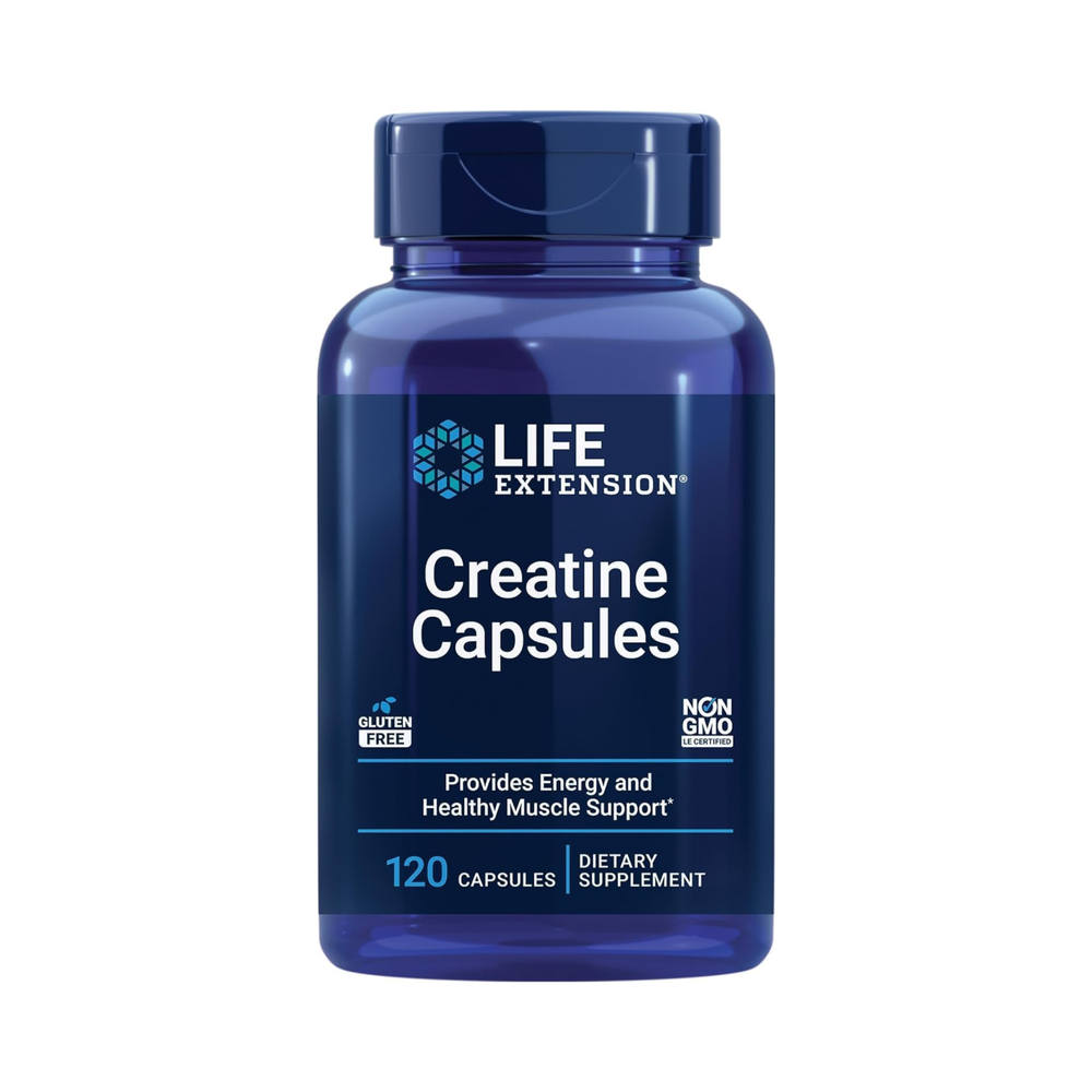 Life Extension - Creatine Capsules with Pure Creatine Monohydrate - 120 Veg Caps