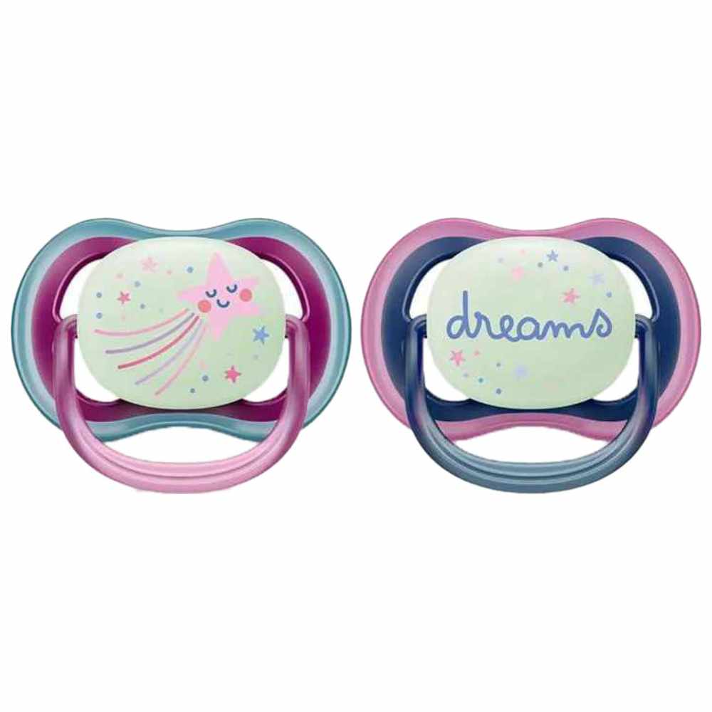 Philips Avent - Ultra Air Glow In The Dark Night Soother - 6-18 M - Pink - 2 Pcs
