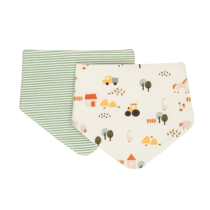 All4Ella - Reversible Bandana Bibs - Country Farm - 2 Pcs