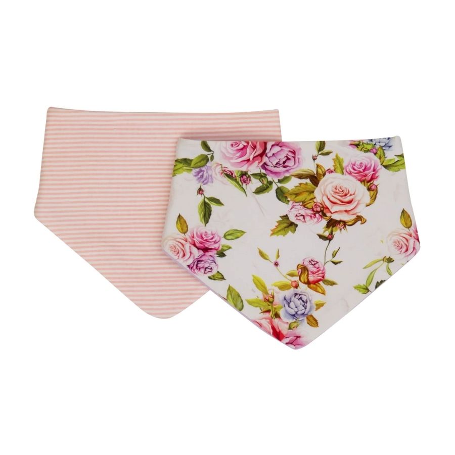 All4Ella - Reversible Bandana Bibs - Rose - 2 Pcs