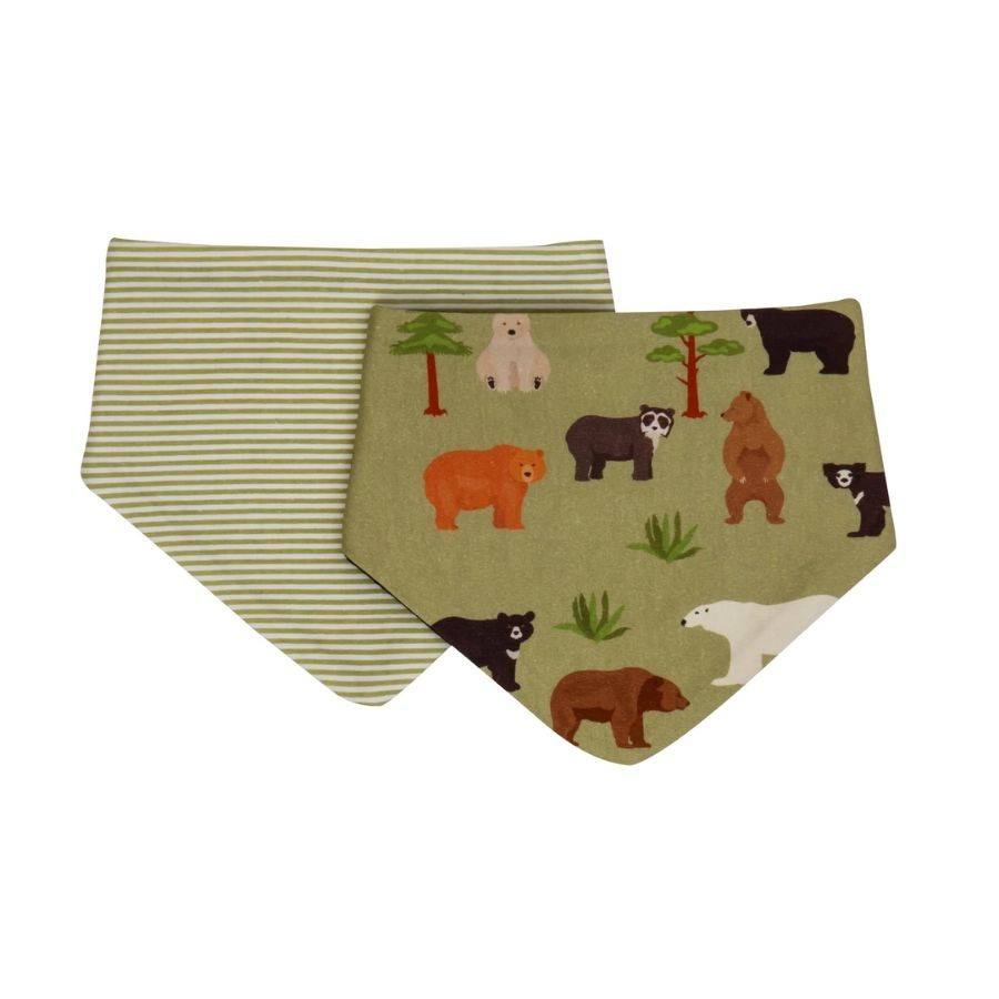 All4Ella - Reversible Bandana Bibs - Bears - 2 Pcs
