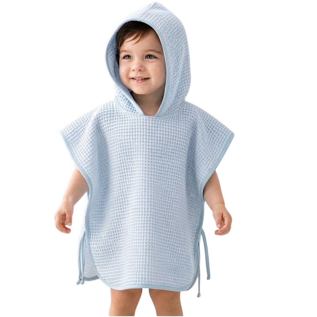 Kinder Valley - Cotton Waffle Poncho - Blue_1-3Y