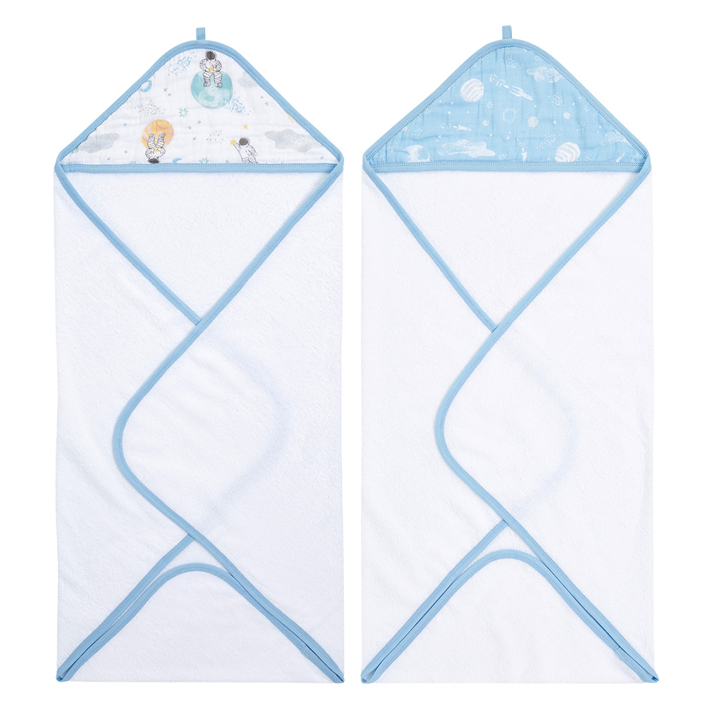 Aden + Anais - Essentials Hooded Towel - Space Explorers - Pack of 2
