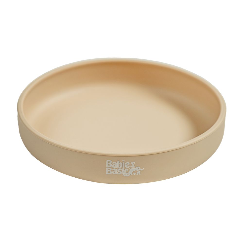 Babies Basic Baby Feeding Silicone Plate With Suction - Beige