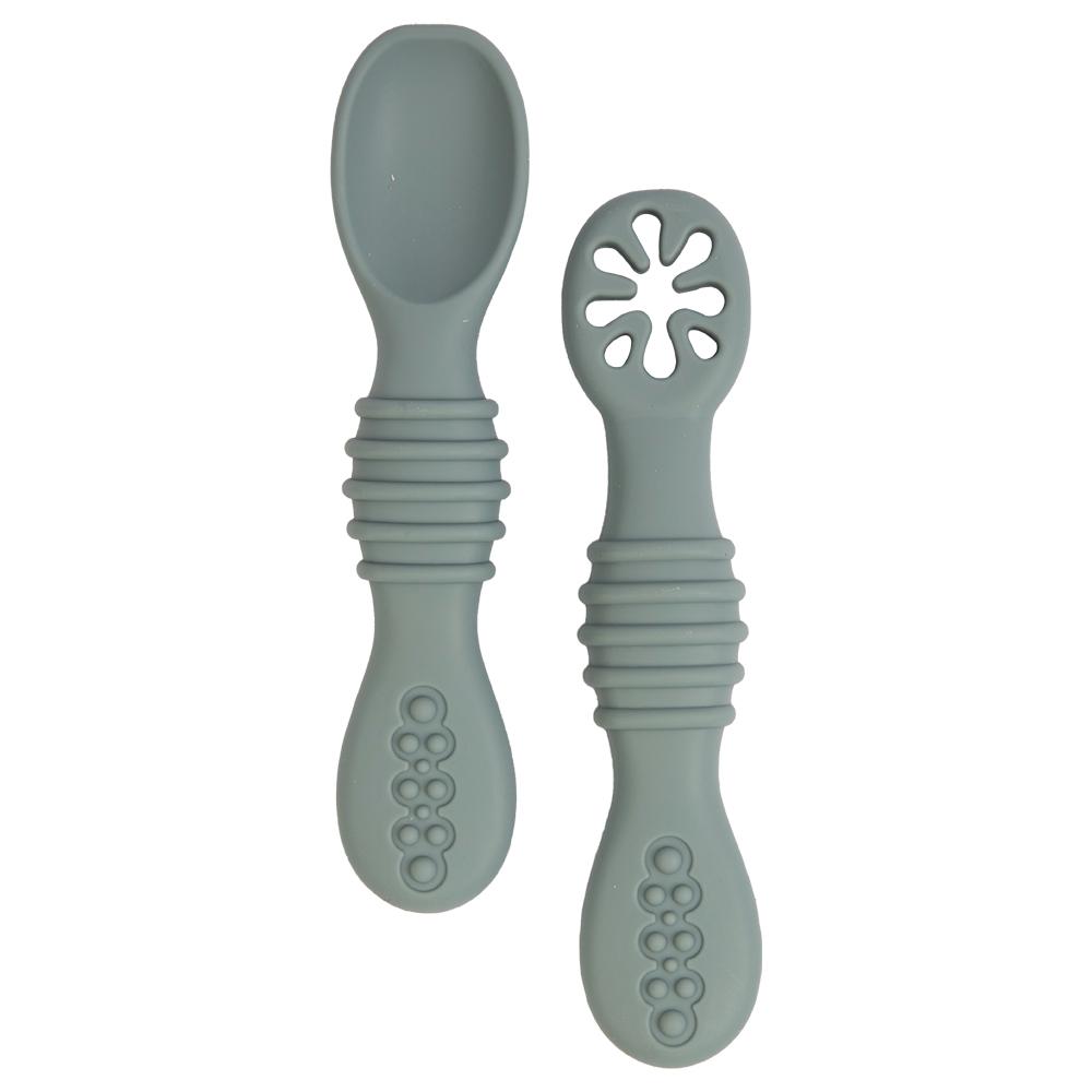 Babies Basic First Stage Silicone Training Spoon With Masher - Indigo