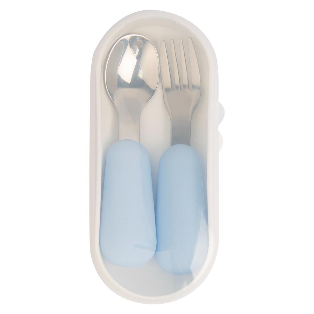 Babies Basic Stainless Steel Spoon & Fork Cutlery Set - 2pcs - Blue
