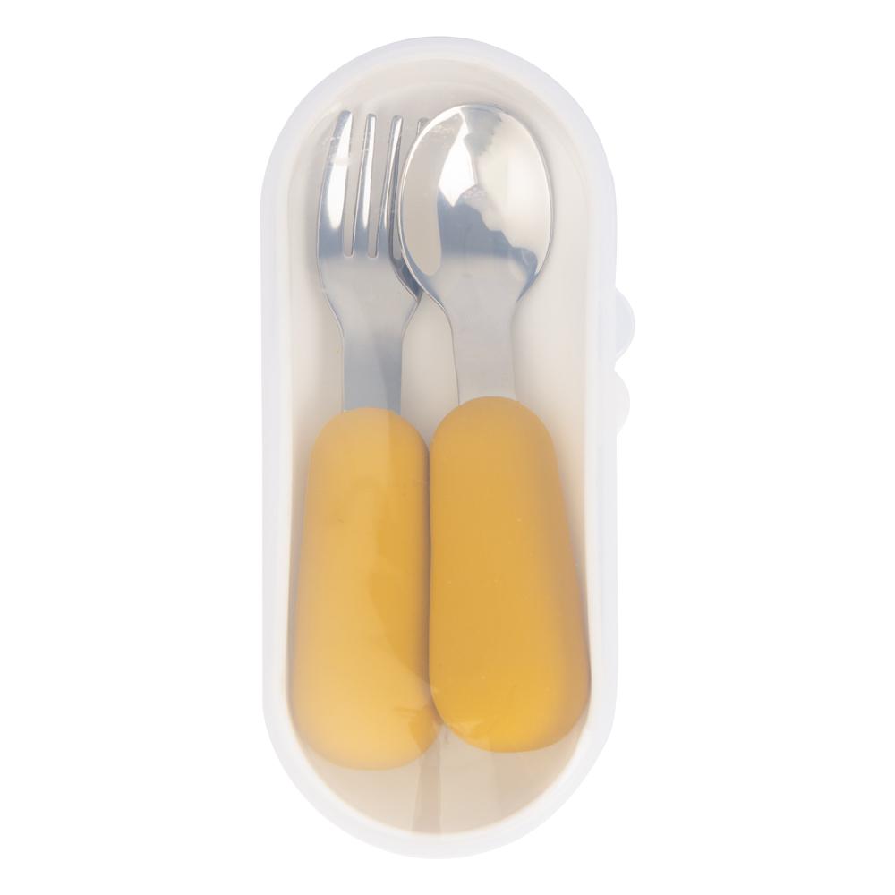 Babies Basic Stainless Steel Spoon & Fork Cutlery Set - 2pcs - Yellow
