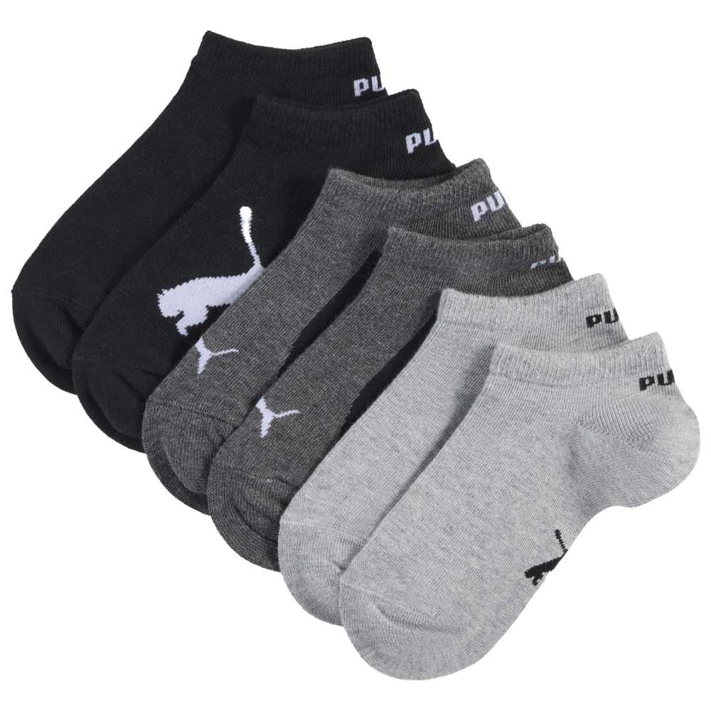 Puma - Kids Plain Sneaker Socks - Black/White/Grey - Pack of 3