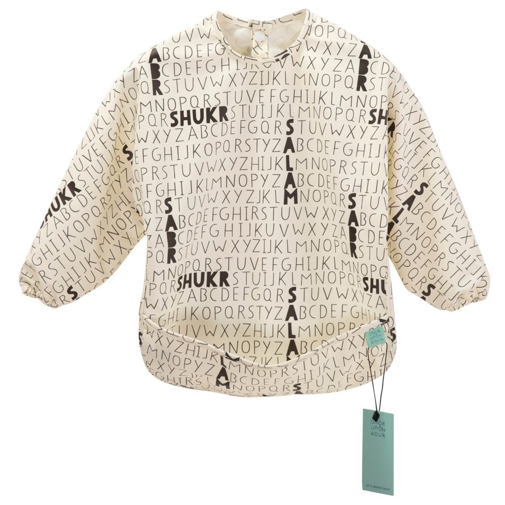 Once Upon A Dua - Long Sleeved Pocket Bib & Carry Pouch Set - Cream