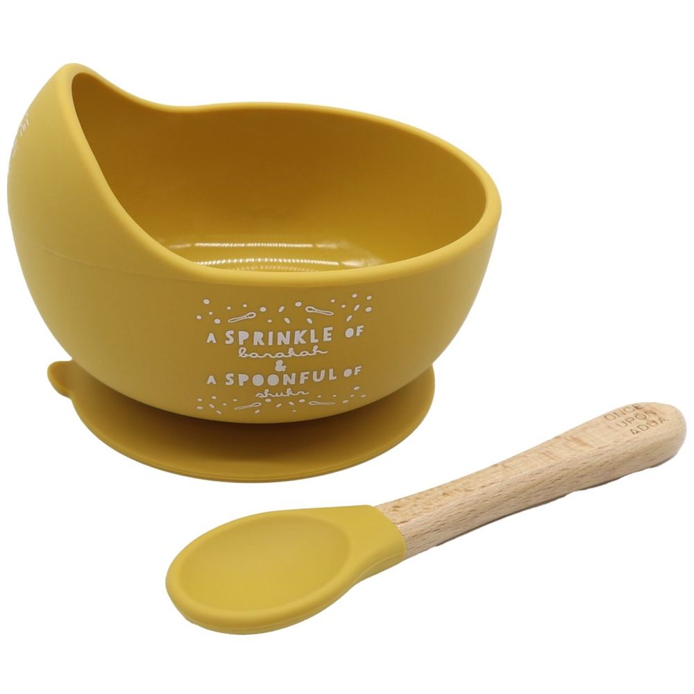 ONCE UPON A DUA Lux Silicone Bowl And Spoon Set - Mustard