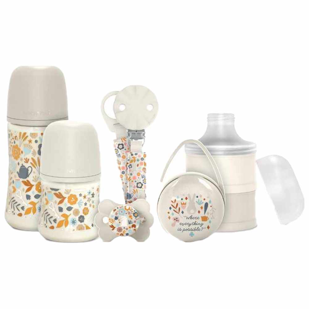 Suavinex - Welcome Baby Feeding Gift Set of 5 for New Born Baby - Beige