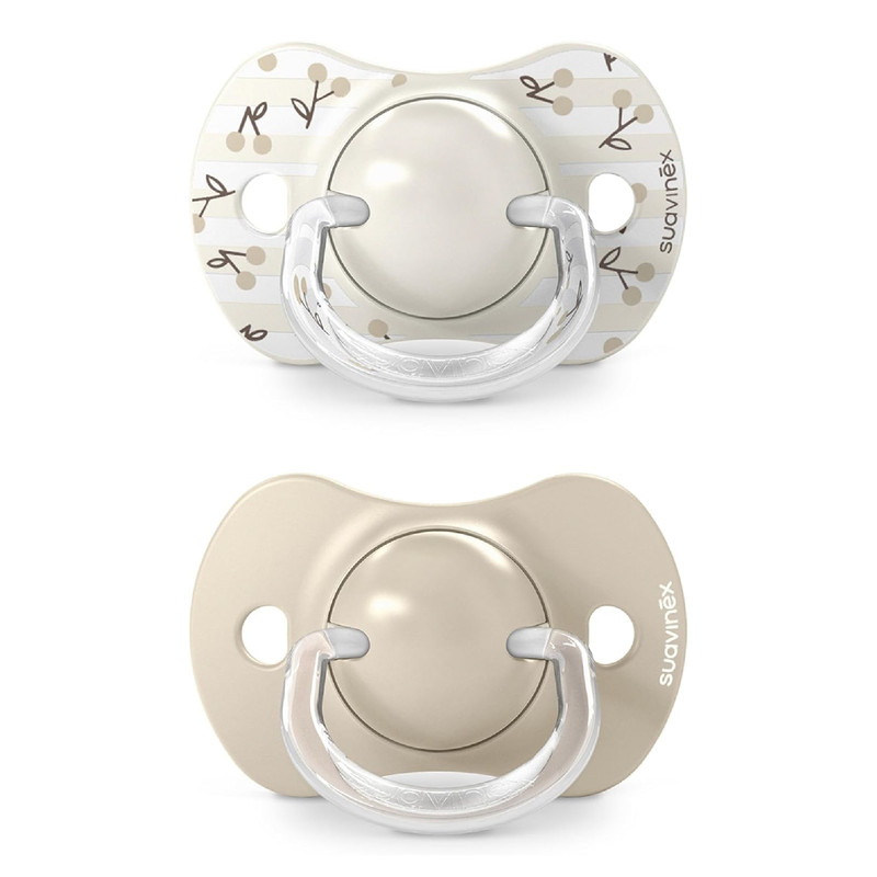 Suavinex - Silicone Teat Pacifier - 0-6M - Birdies Beige - 2 Pc Set