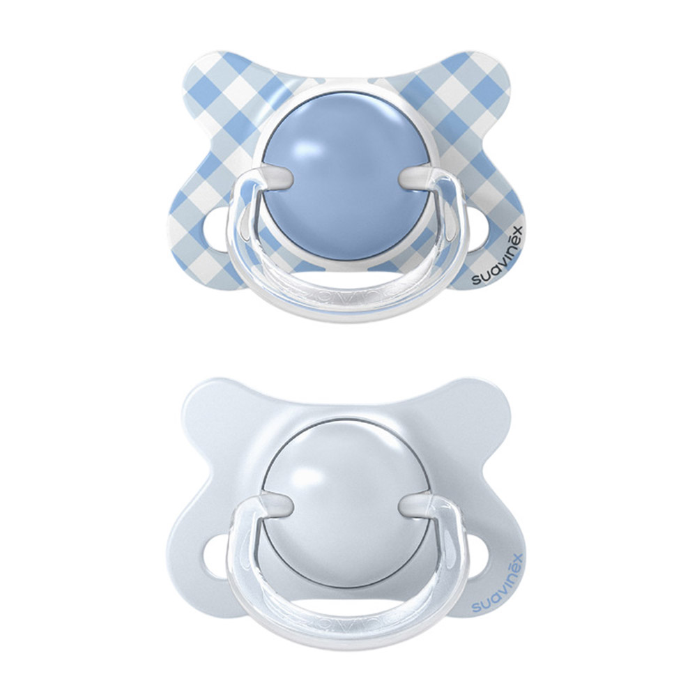 Suavinex - Glow In The Dark Silicone Pacifier - 0-6M - Blue - 2 Pc Set