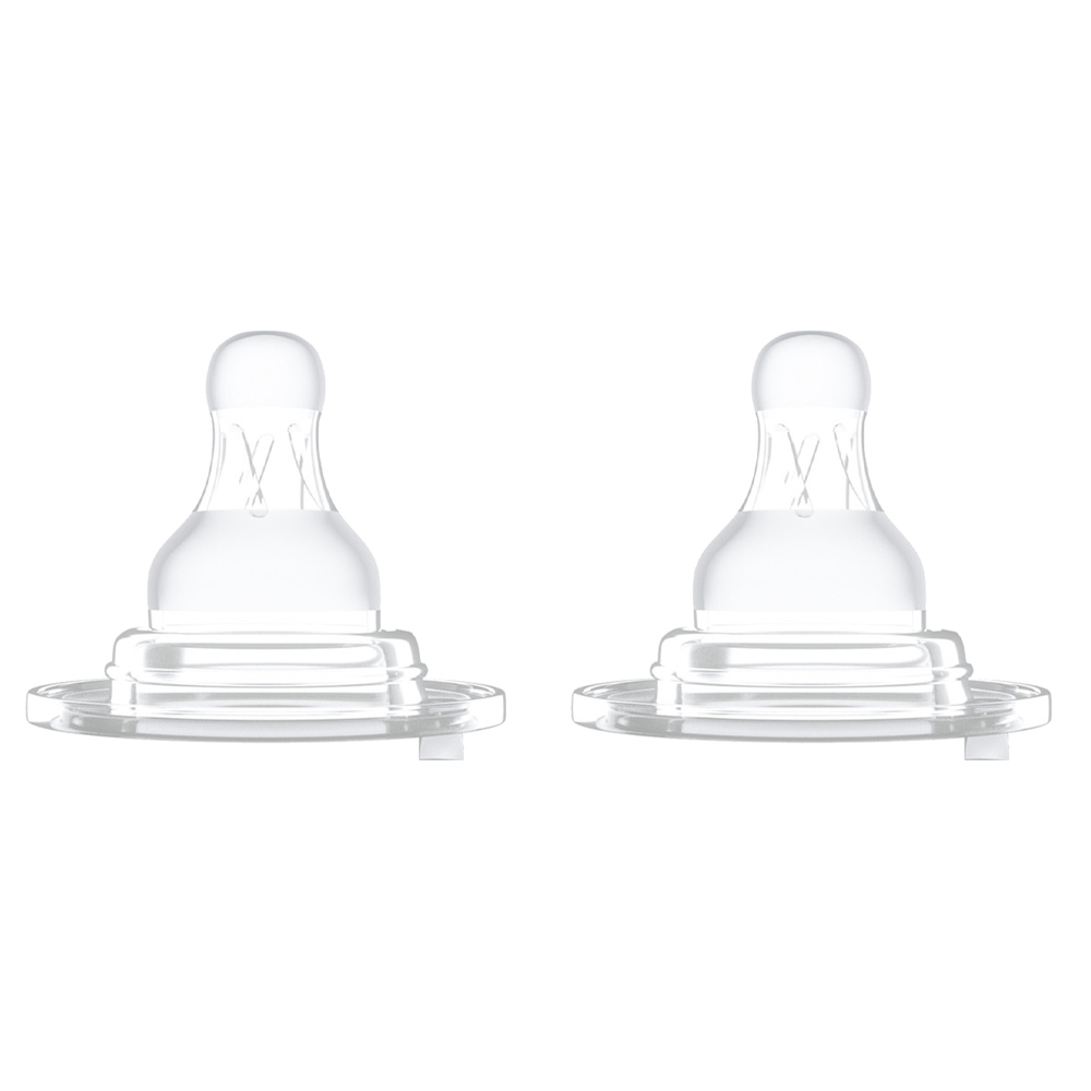 Farlin Crystal Clear Wide Neck Stretchy Anti-Fur Silicone Nipple - 2 Pc Set